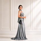 Moonlight Silver Satin Gown