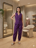 Purple Linen Vest & Jogger Co-ord Set