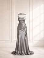 Moonlight Silver Satin Gown